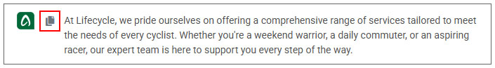 screen shot showing copy button